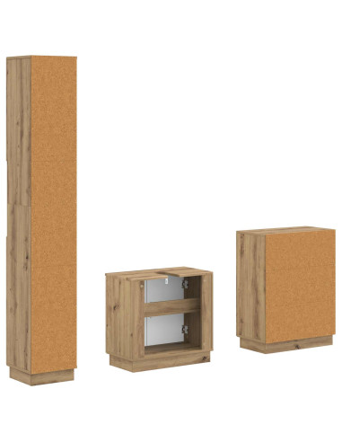 Set di armadietti da bagno in 3 pezzi HOORN Rovere Artigianale