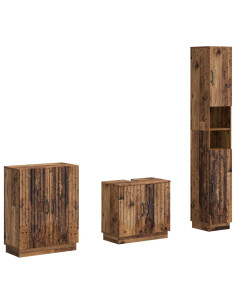 Set di armadietti da bagno in 3 pezzi HOORN Legno antico