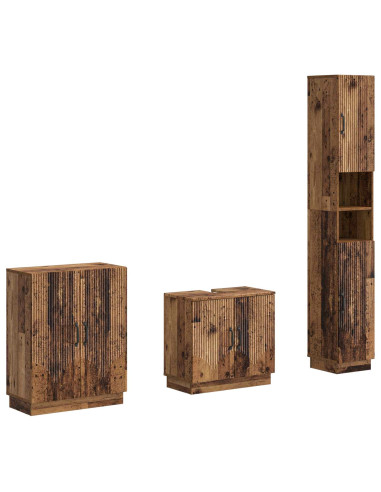 Set di armadietti da bagno in 3 pezzi HOORN Legno antico