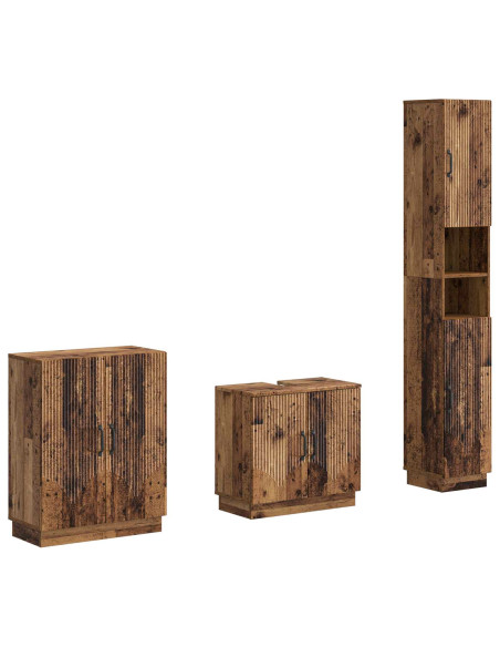 Set di armadietti da bagno in 3 pezzi HOORN Legno antico