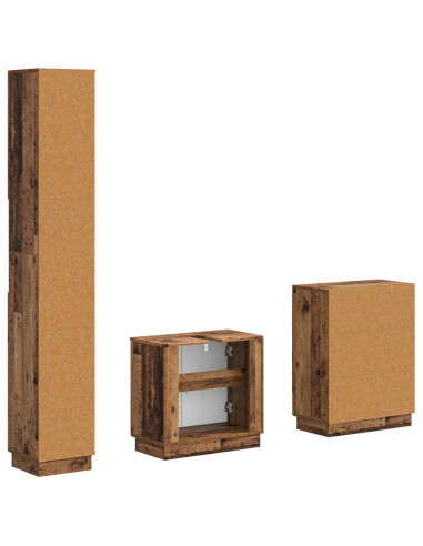 Set di armadietti da bagno in 3 pezzi HOORN Legno antico