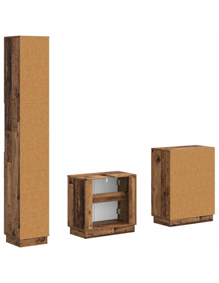 Set di armadietti da bagno in 3 pezzi HOORN Legno antico