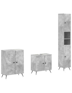 Set di armadietti da bagno in 3 pezzi BREDA Grigio Cemento