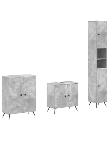 Set di armadietti da bagno in 3 pezzi BREDA Grigio Cemento