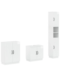 Set di armadietti da bagno in 3 pezzi HOORN Bianco Lucido