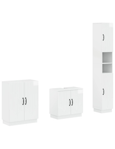 Set di armadietti da bagno in 3 pezzi HOORN Bianco Lucido