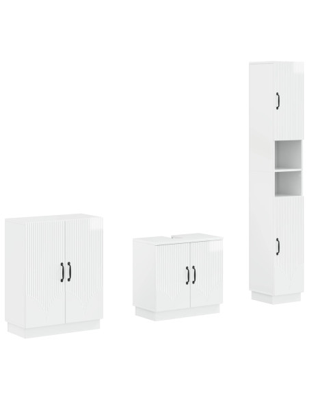 Set di armadietti da bagno in 3 pezzi HOORN Bianco Lucido