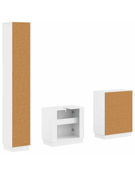 Set di armadietti da bagno in 3 pezzi HOORN Bianco Lucido
