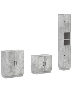 Set di armadietti da bagno in 3 pezzi HOORN Grigio Cemento