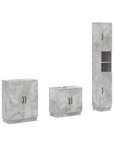 Set di armadietti da bagno in 3 pezzi HOORN Grigio Cemento