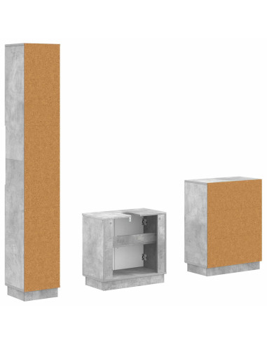 Set di armadietti da bagno in 3 pezzi HOORN Grigio Cemento