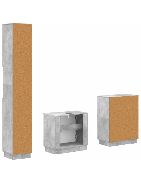 Set di armadietti da bagno in 3 pezzi HOORN Grigio Cemento