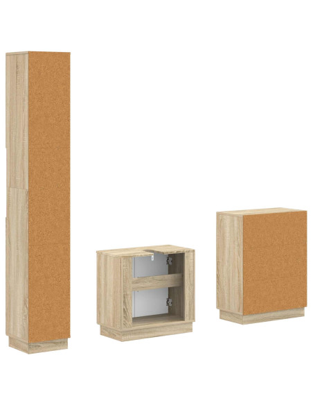 Set di armadietti da bagno in 3 pezzi HOORN Rovere Sonoma