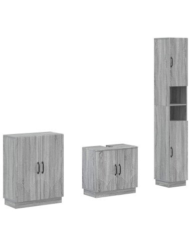 Set di armadietti da bagno in 3 pezzi HOORN Sonoma grigio