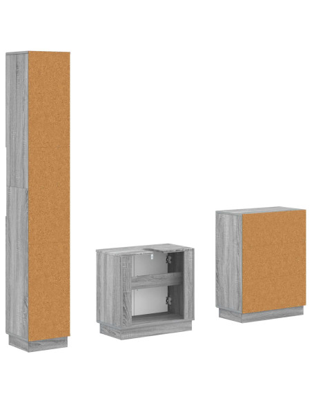Set di armadietti da bagno in 3 pezzi HOORN Sonoma grigio