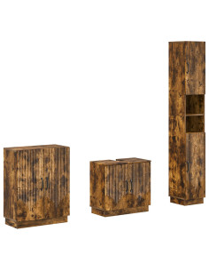 Set di armadietti da bagno in 3 pezzi HOORN Rovere Fumo