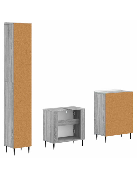 Set di armadietti da bagno in 3 pezzi ZWOLLE Sonoma grigio