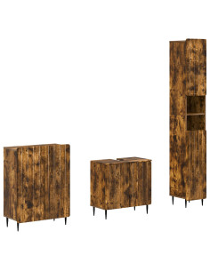 Set di armadietti da bagno in 3 pezzi ZWOLLE Rovere Fumo