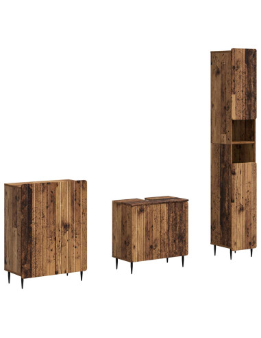Set di armadietti da bagno in 3 pezzi ZWOLLE Legno antico
