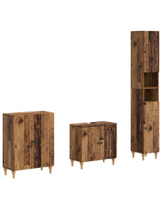 Set di armadietti da bagno in 3 pezzi ALKMAAR Legno antico