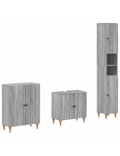 Set di armadietti da bagno in 3 pezzi ALKMAAR Sonoma grigio