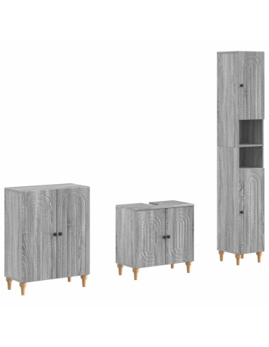 Set di armadietti da bagno in 3 pezzi ALKMAAR Sonoma grigio