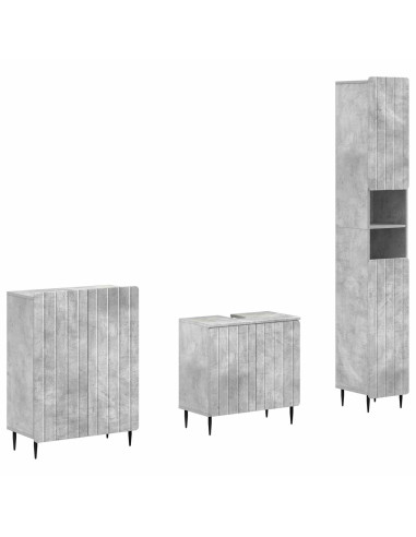 Set di armadietti da bagno in 3 pezzi ZWOLLE Grigio Cemento