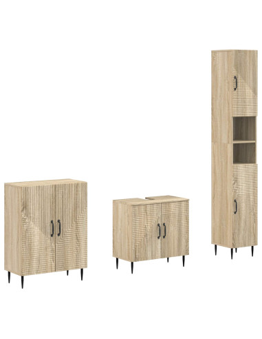Set di armadietti da bagno in 3 pezzi HAARLEM Rovere Sonoma