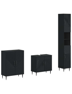 Set di armadietti da bagno in 3 pezzi HAARLEM Nero