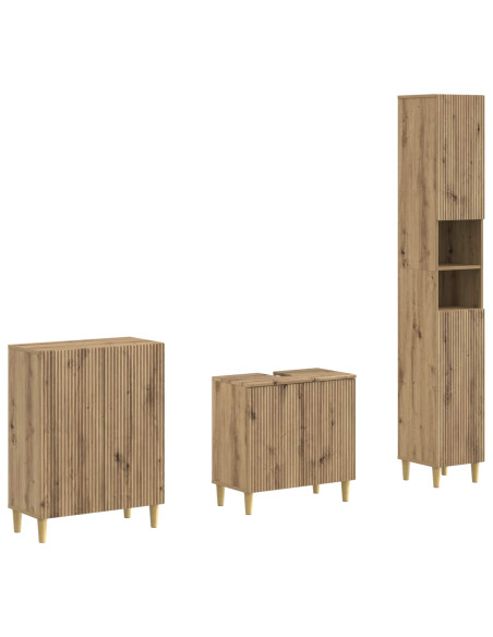 Set di armadietti da bagno in 3 pezzi ARNHEM Rovere Artigianale