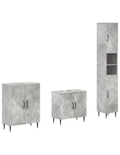 Set di armadietti da bagno in 3 pezzi HAARLEM Grigio Cemento