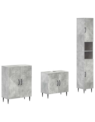 Set di armadietti da bagno in 3 pezzi HAARLEM Grigio Cemento