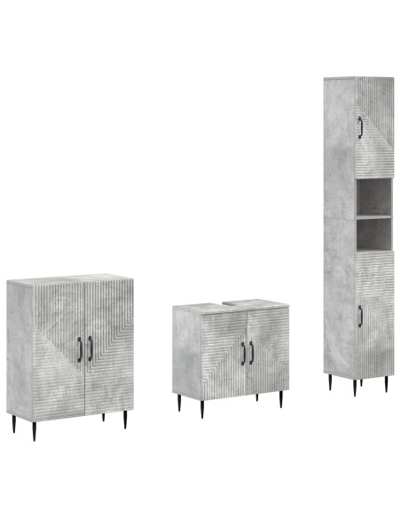 Set di armadietti da bagno in 3 pezzi HAARLEM Grigio Cemento