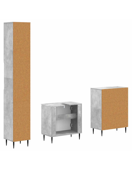 Set di armadietti da bagno in 3 pezzi HAARLEM Grigio Cemento