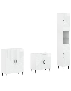 Set di armadietti da bagno in 3 pezzi HAARLEM Bianco Lucido