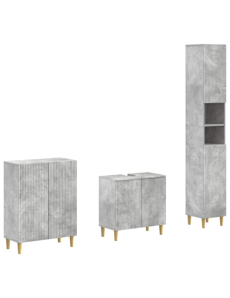 Set di armadietti da bagno in 3 pezzi ARNHEM Grigio Cemento