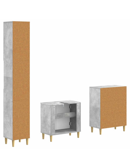Set di armadietti da bagno in 3 pezzi ARNHEM Grigio Cemento