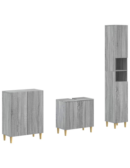 Set di armadietti da bagno in 3 pezzi ARNHEM Sonoma grigio