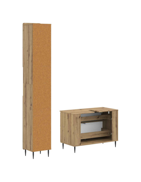 Set di Armadi da Bagno da 2 Pezzi ZWOLLE Rovere Artigianale