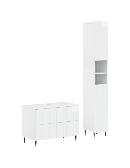 Set di Armadi da Bagno da 2 Pezzi ZWOLLE Bianco Lucido