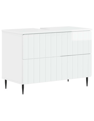 Set di Armadi da Bagno da 2 Pezzi ZWOLLE Bianco Lucido