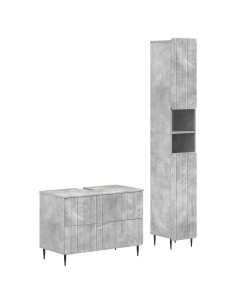 Set di Armadi da Bagno da 2 Pezzi ZWOLLE Grigio Cemento