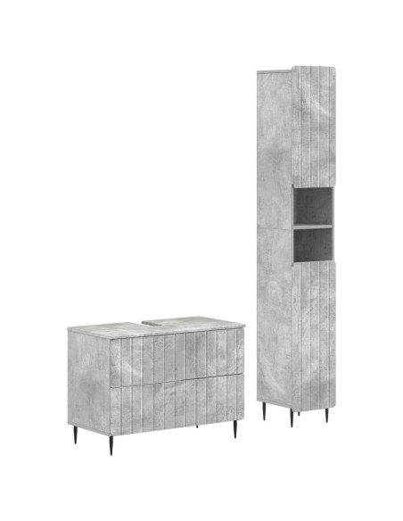 Set di Armadi da Bagno da 2 Pezzi ZWOLLE Grigio Cemento