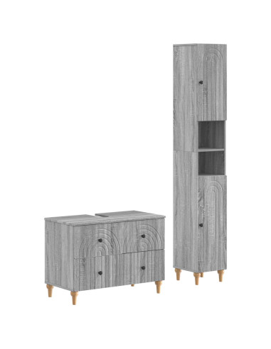 Set di Armadi da Bagno da 2 Pezzi ALKMAAR Sonoma grigio