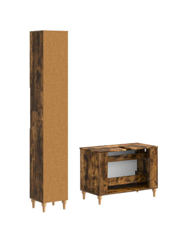 Set di Armadi da Bagno da 2 Pezzi ALKMAAR Rovere Fumo