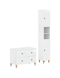 Set di Armadi da Bagno da 2 Pezzi ALKMAAR Bianco Lucido