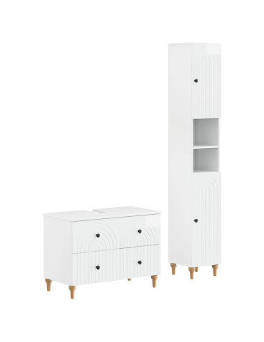 Set di Armadi da Bagno da 2 Pezzi ALKMAAR Bianco Lucido