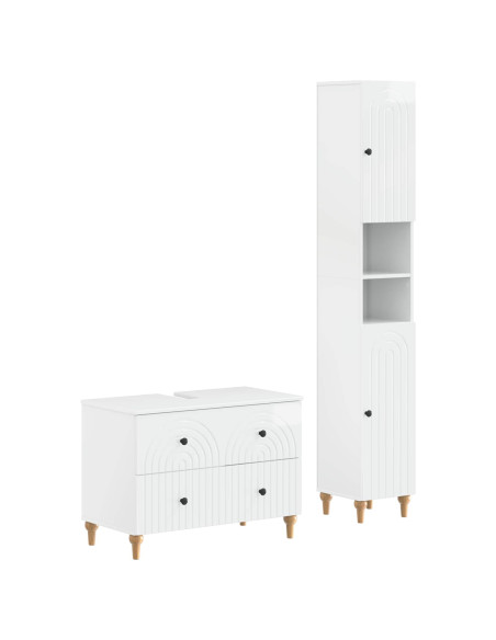 Set di Armadi da Bagno da 2 Pezzi ALKMAAR Bianco Lucido