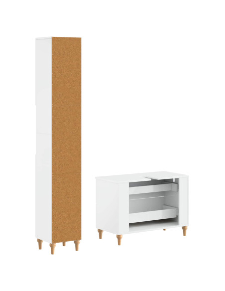 Set di Armadi da Bagno da 2 Pezzi ALKMAAR Bianco Lucido
