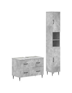 Set di Armadi da Bagno da 2 Pezzi HAARLEM Grigio Cemento
